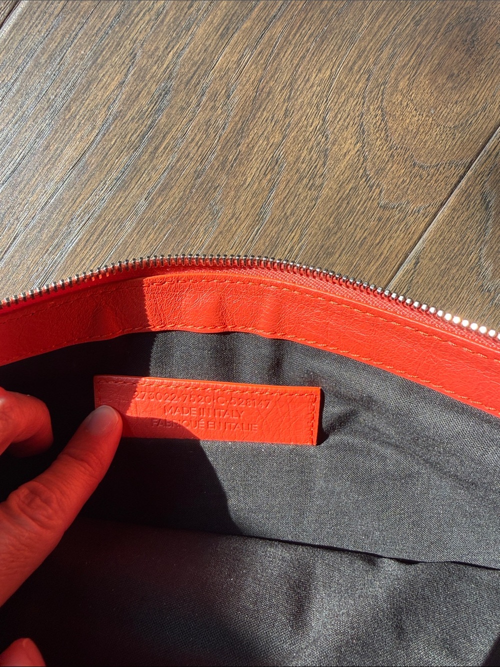 Balenciaga Coral Red Leather Zip Pouch Clutch - Picture 8 of 8